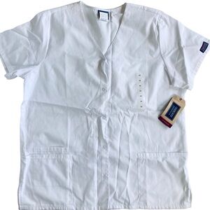 NWT Cherokee Authentic Workwear Unisex Classic White Scrub Size Médium